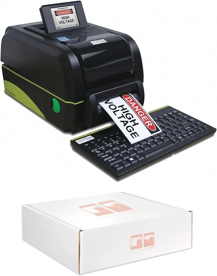 office label maker with organized files and supplies